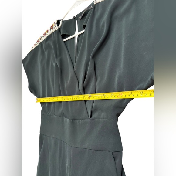 ZARA WOMAN BLACK LONG JUMPSUIT WITH BEADED SHOULDER STRIPE 8209/733/529 Small - Picture 12 of 15